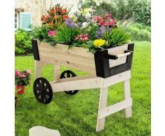 Carré potager brouette BILLY en bois finitions noires bac à fleurs 80 CM - Noir