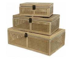 Lot de 3 malles en cannage - Nos Envies Déco - Naturel