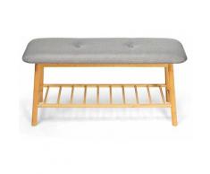 Banc à chaussure avec assise confortable fabriquez en bambou idéal pour entrée salon 90 x 30 x 45cm