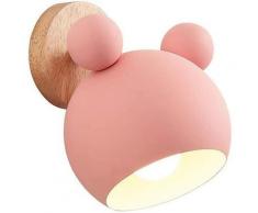 Style nordique mignon ours en bois applique murale intérieure lampe de lecture de chevet pour