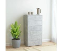 Youthup - Buffet avec 6 tiroirs Gris béton 50x34x96 cm Aggloméré