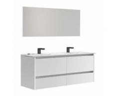 Batinea - Meuble de salle de bain Lena, Blanc, 100 - double vasques, Avec miroir, Sans colonne