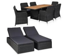 Topdeal VDTD45582_FR Salon de jardin 9 pcs Résine tressée Noir