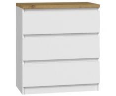 MIKKEL | Commode chambre/bureau/salon style scandinave 78x70x40 cm | Plateau épais 22mm | 3 tiroirs