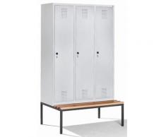 Certeo - CP Vestiaire avec banc - largeur compartiments 400 mm, h x l x p 2090 x 1200 x 815 mm