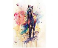 Peinture sur toile en bois de mer Aquarelle Cheval Tableau Poster Mural Bureau Décoration Salon