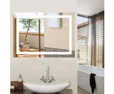 Miroir Mural avec Éclairage LED Interrupteur Tactile Miroir Lumineux pour Salle de Bain 60*80 cm