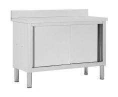 Youthup - Table de travail avec portes coulissantes 120x50x95 cm Inox
