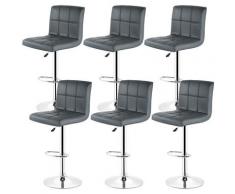 Gris - Lot De 6 Tabouret De Bar En Pu, Tabouret De Cuisine, Tabouret Design