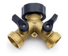 Répartiteur à 2 voies en laiton 3/4" pour robinets Splitter Tuyau d'arrosage Robinets et valves en