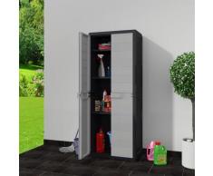 Inlife - Armoire de rangement de jardin avec 3 étagères Noir et gris