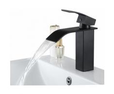 NOIR Robinet de Lavabo en Cascade Mitigeur en Laiton pour Salle de Bain Design Moderne - Cecipa