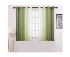 Rideau à motif voilage dégradé décor transparent (vert olive, 132*183cm, avec perforations)