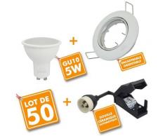 Lot de 50 Spot encastrable orientable blanc avec GU10 LED de 5W eq 40W | Température de Couleur:
