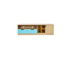 Buffet Meuble de télévision de style scandinave bleu et jaune - Bois Multicolore