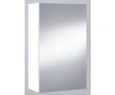 Miroir de salle de bain avec rangements 1 porte en blanc brillant, 65 x 40 x 21 cm