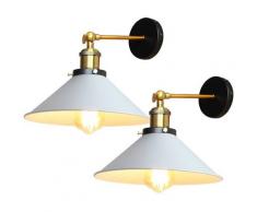 2PCS Applique Murale Métal Fer 26cm E27 , Lampe Rétro Industrielle Eclairage Suspension Plafonnier