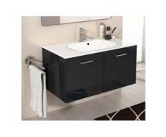 Meuble sous vasque+vasque fonte minerale ENI anthracite brillant,2 portes 900x459x500 mm