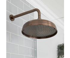 Elizabeth - Pommeau de douche pluie rond fixe rétro 30 cm avec bras mural - Bronze huilé - Hudson