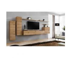 Ensemble meuble salon SWITCH I design, coloris chêne Wotan. - Marron