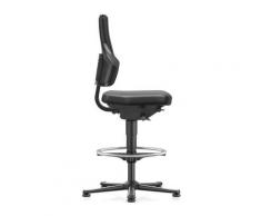 BIMOS Chaise d’atelier pivotante Nexxit patins + anneau de pied rembourrage simili cuir noir