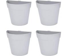 4 pcs Murale Plante Pot De Fleur Adhésif Suspendu Vase Bonsaï Planteur Décor (Gris Clair)