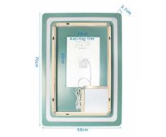 Miroir Salle de Bain avec Eclairage anti-brouillard Miroir LED 50*70cm