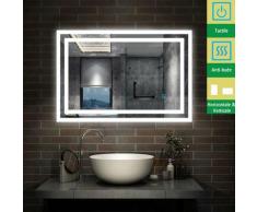 Miroir de salle de bain illumination LED double contour éclairage int?gr? avec anti-buée Lumière