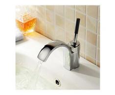 Robinet de lavabo avec mitigeur, style contemporain et finition en métal chromé