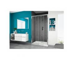 Paroi douche porte coulissante Kinedo Smart C, 120, verre sérigraphié traité anticalcaire , blanc,