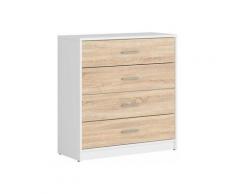 AGATTA - Commode salon chambre à coucher - Style scandinave - Dimensions 84x80x34 cm - 4 Tiroirs