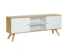 Buffet bas 2 portes avec étagère centrale L179,5 cm - NATURE - CaliCosy - Blanc