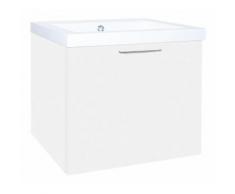 EKRY Meuble sous vasque +vasque en fonte minérale, blanc brillant, 1 tiroir 610x550x510 mm