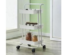 Ikayaa - 3-Tier Utility Chariot Roulant Cuisine Chariot Roulant Chariot De Stockage Verouillable De