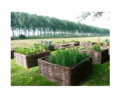 Potager carré en noisetier Tressage Horizontal dimensions : 90 x 90 x 50 cm
