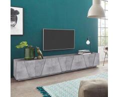 Ahd Amazing Home Design - Meuble TV de salon 6 portes 3 pièces design moderne Ping Low Concrete XL