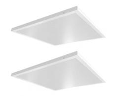 Lot de 2 plafonniers LED une structure panneau grillagé éclairage de bureau lumière du jour lampes