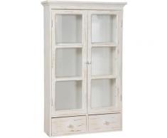 Biscottini - VITRINE EN BOIS EN STYLE SHABBY CHIC FINITIONS BLANC CÉRUSÉ L46XPR14,5XH76 CM