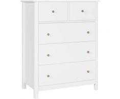 Aicok - Commode Blanche, Meuble de Rangement avec Tiroirs, Chiffonnier en Bois de Paulownia, pour