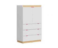 PRINCESSO - Commode style scandinave chambre d'enfant /d'ado - 130.5x80x42 - 2 portes+tiroirs