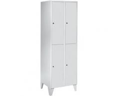 Wolf Vestiaire multicases sur pieds - h x l x p 1850 x 600 x 500 mm, 4 casiers - gris clair