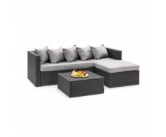 Blumfeldt Theia Lounge Salon de jardin complet polyrotin noir & gris clair
