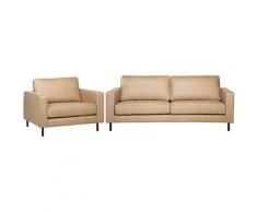 Beliani - Ensemble canapé et fauteuil en simili-cuir beige 4 places SAVALEN