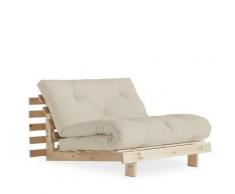 Fauteuil convertible futon ROOTS pin naturel coloris beige couchage 90 x 200 cm. - beige