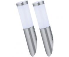 Ensemble de 2 appliques murales LED RGB, acier inoxydable, H 37,6 cm