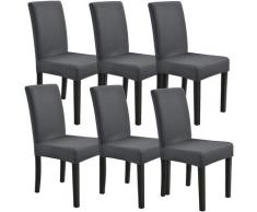 6 x Housse de chaise Protecteur de chaise Élastique Revêtement de chaise Gris foncé Set de 6