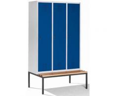 CP Vestiaire avec banc - largeur compartiments 400 mm, h x l x p 2090 x 1200 x 815 mm - gris clair