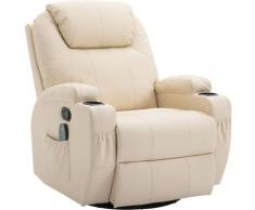 Fauteuil de relaxation massant chauffant et vibrant inclinable pivotant à 360° revêtement