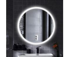 ®MIROIR DE SALLE DE BAIN ROND LED MODERNE Anti-buée blanc froid 70*70*4.5cm 35mm - Wyctin