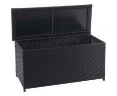 Coffre à coussins en polyrotin, HHG-570, coffre jardin ~ Basic noir, 63x135x52 cm, 320l